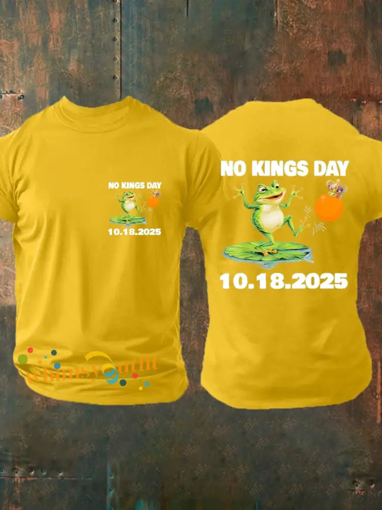 Men’s No Kings Portland Frog Protest 10.18.2025 T-shirt Yellow / S