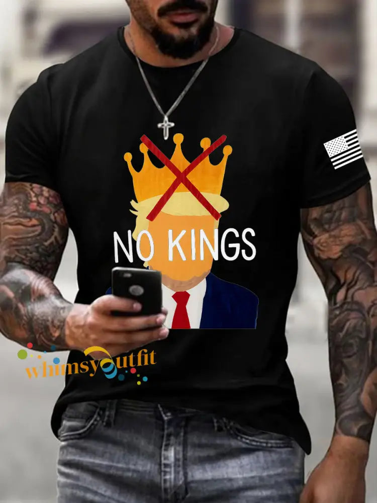 Men’s No Kings Print T-Shirt Black / S