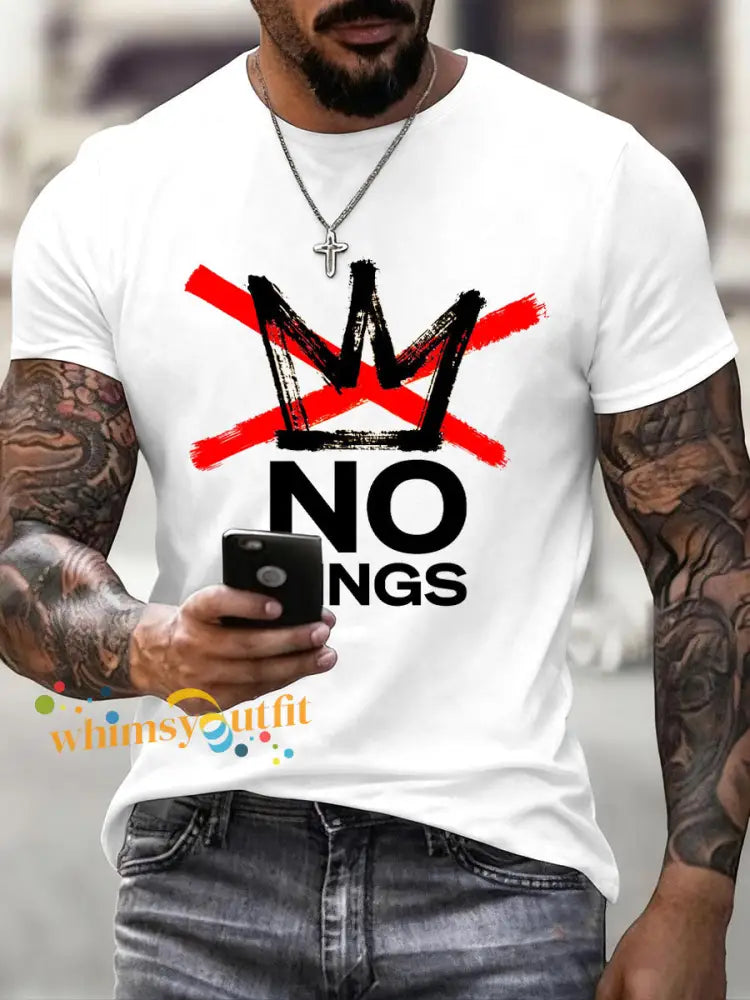 Men’s No Kings Print T-Shirt White / S