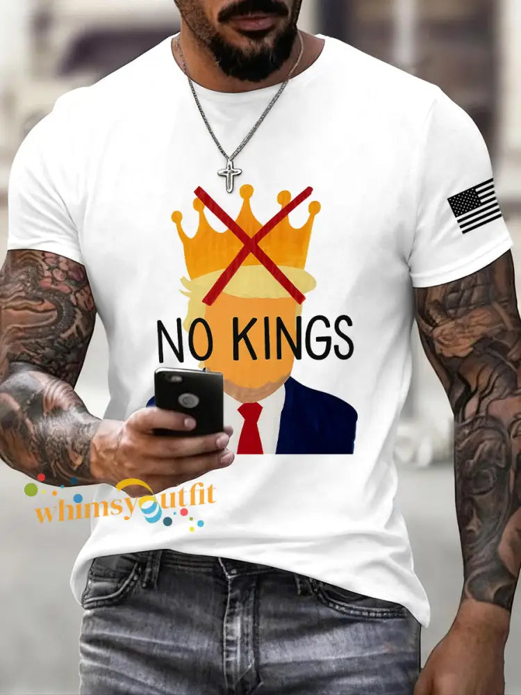 Men’s No Kings Print T-Shirt White / S