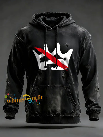 Men’s No Kings Printed Casual Hoodie Black / S