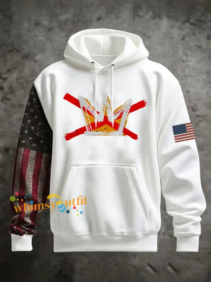 Men’s No Kings Printed Casual Hoodie White / S