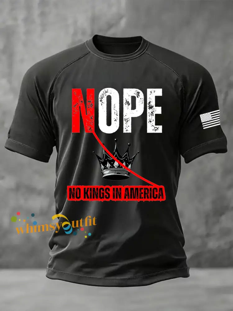 Men’s No Kings Printed Casual short sleeves t-shirt Black / S