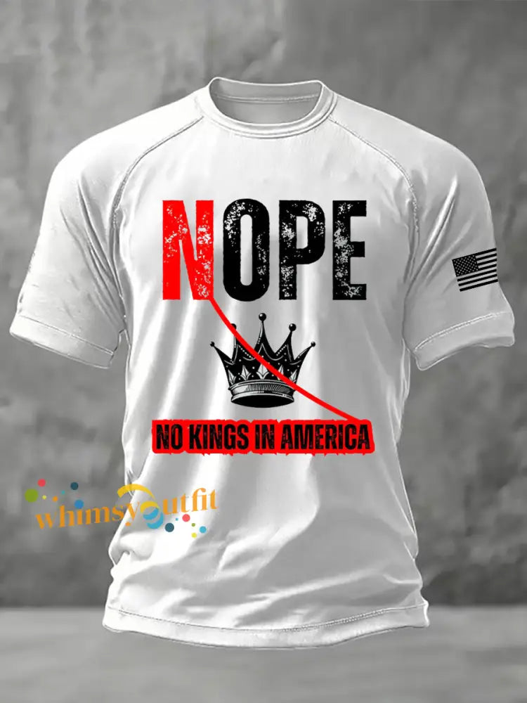 Men’s No Kings Printed Casual short sleeves t-shirt White / S