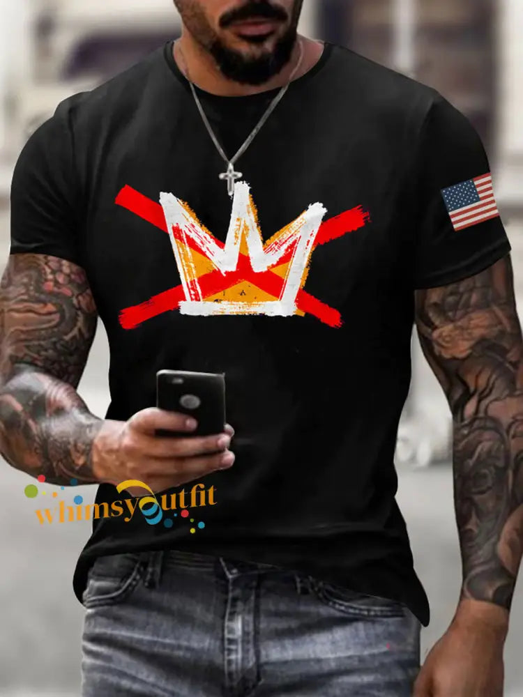 Men’s No Kings Printed Casual T-shirt Black / S