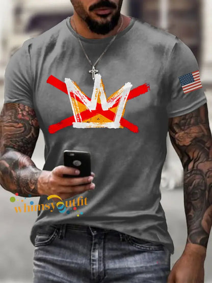 Men’s No Kings Printed Casual T-shirt Gray / S