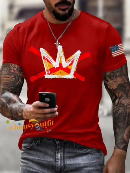 Men’s No Kings Printed Casual T-shirt Red / S
