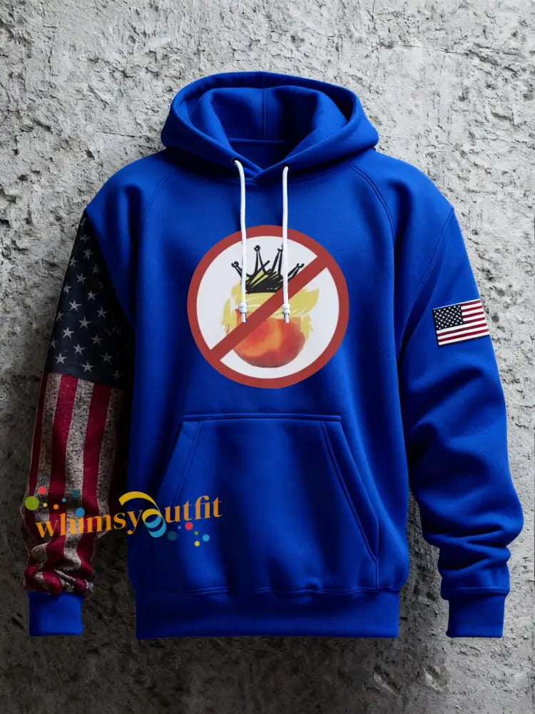 Men’s No Kings Printed Hoodie Blue / S