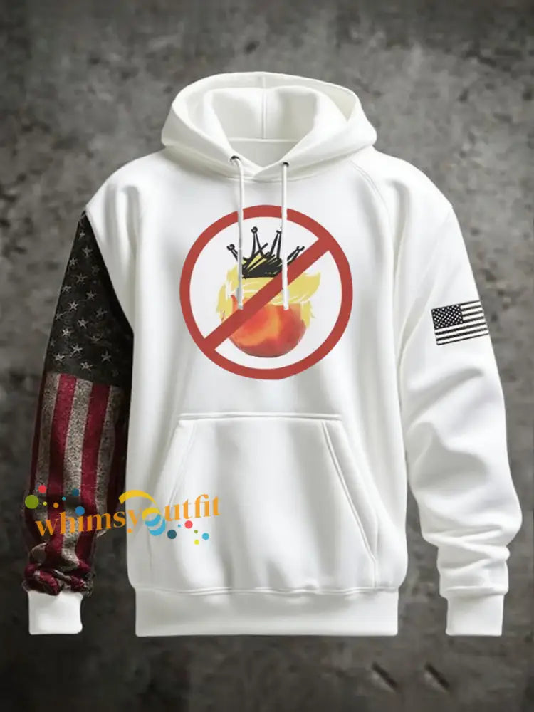 Men’s No Kings Printed Hoodie White / S