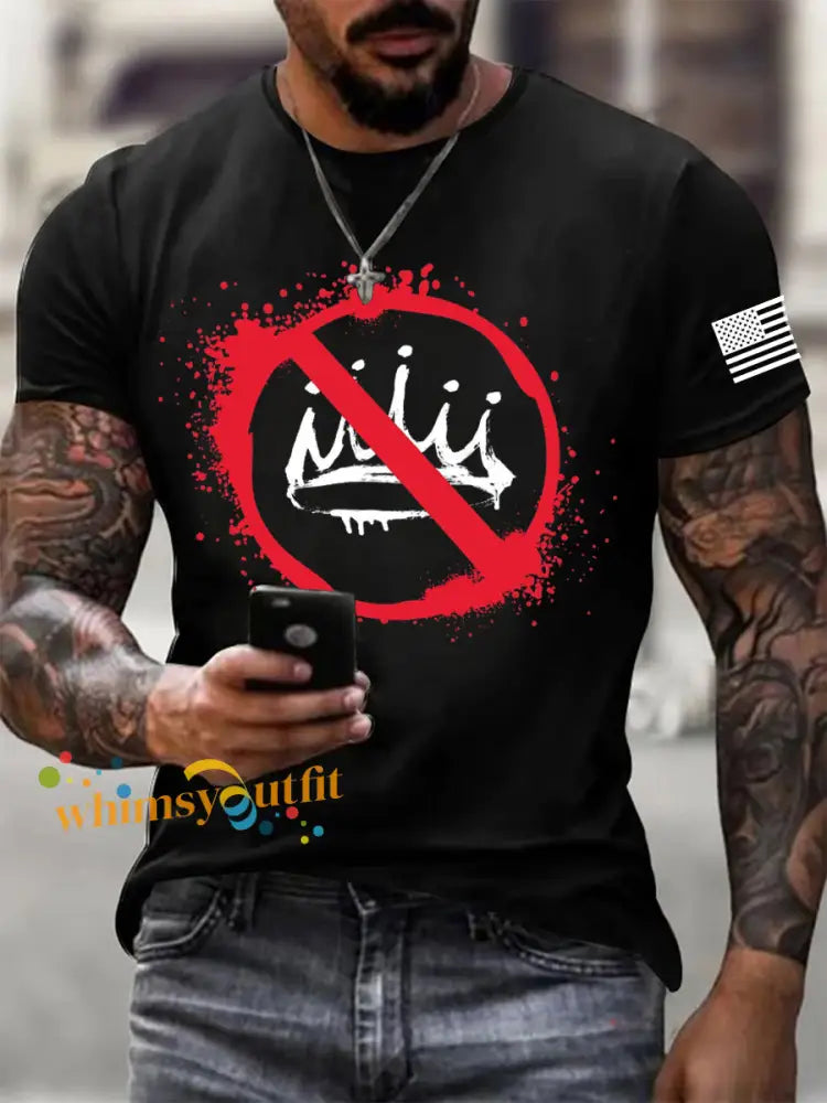 Men’s No Kings Printed T-shirt Black / S