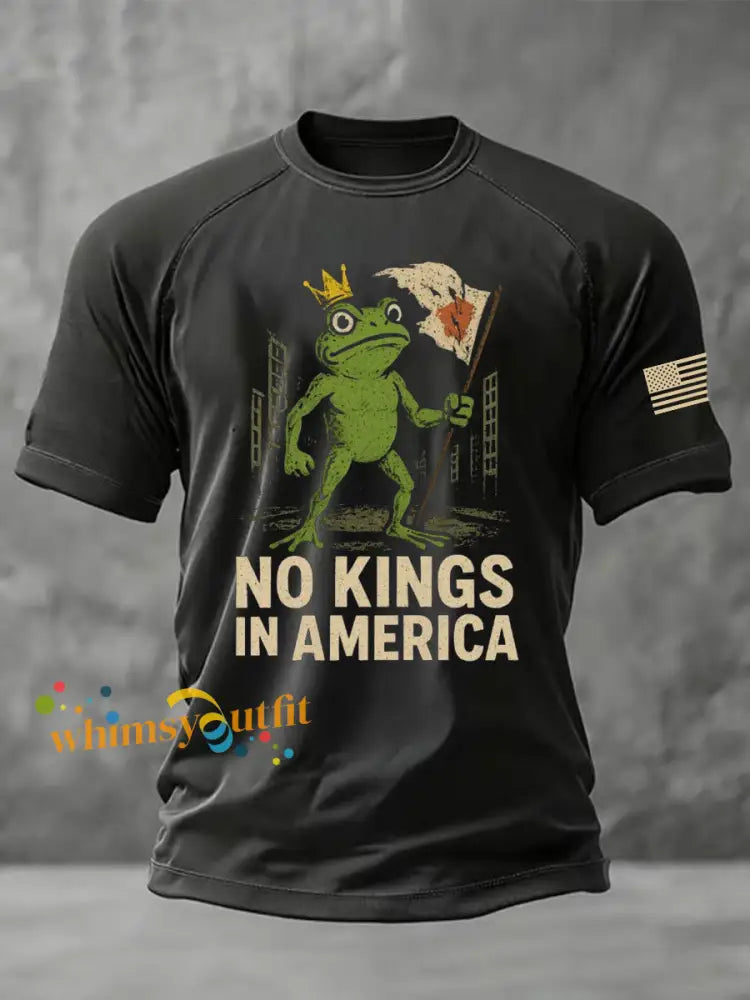 Men’s No Kings Resist Frog Printed Casual short sleeves t-shirt Black / S
