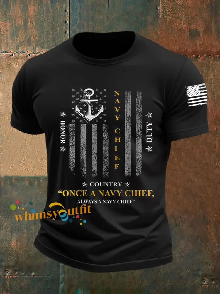 Men’s Once A Navy Chief Always A Navy Chief Short Sleeves T-shirt Black / S