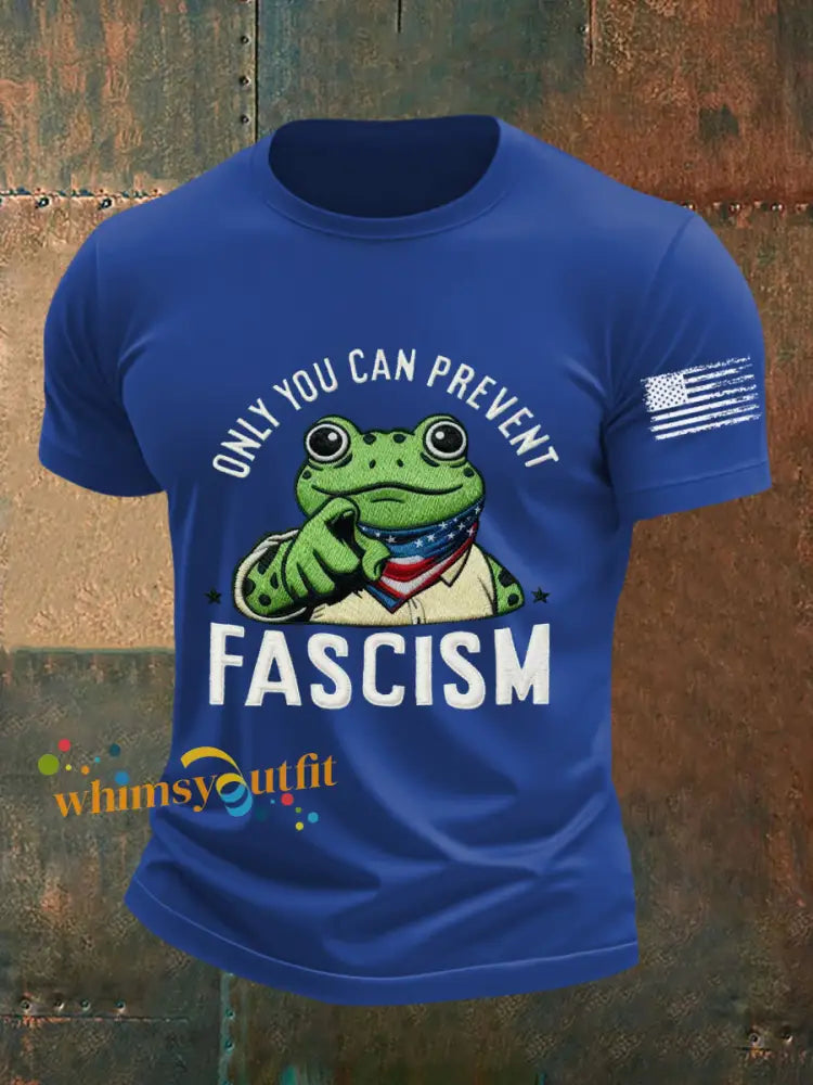Men’s Only You Can Prevent Fascism Printed T-shirt Royal Blue / S