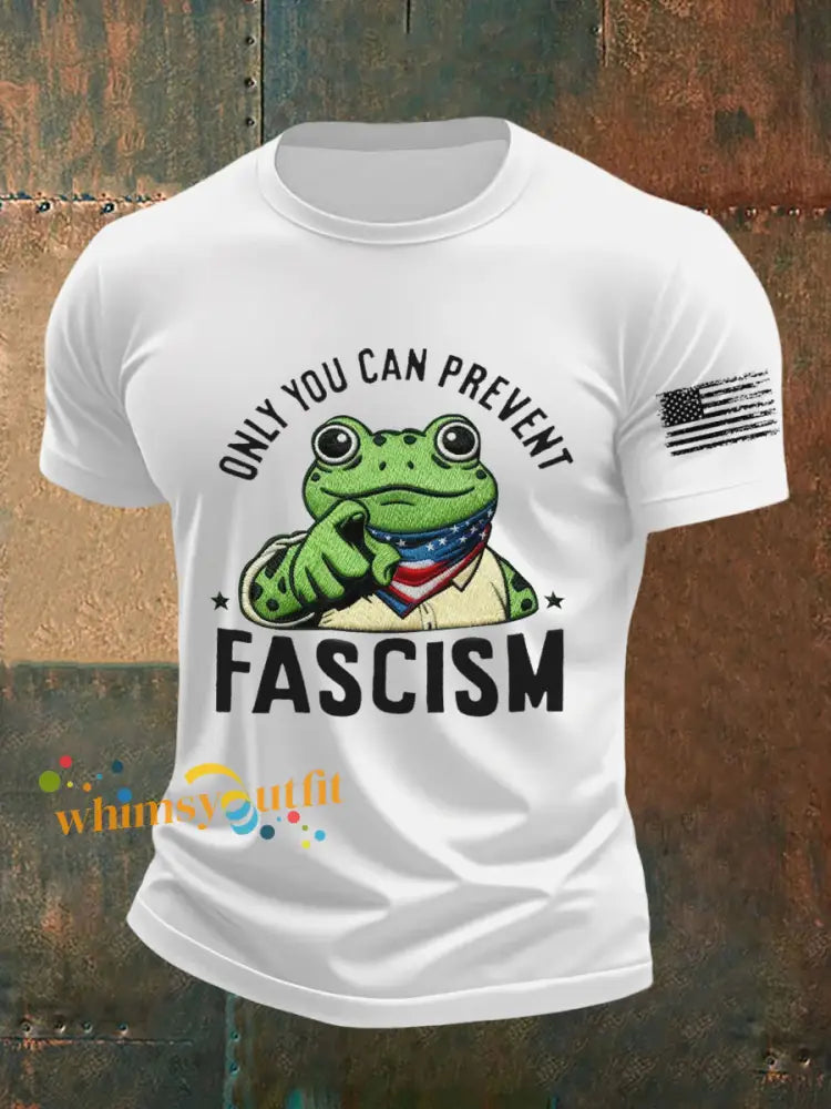 Men’s Only You Can Prevent Fascism Printed T-shirt White / S