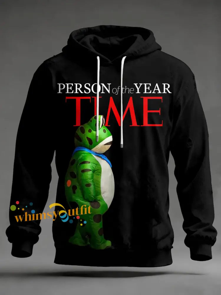 Men’s Polish Frog Person of The Year Print Hoodie Black / S