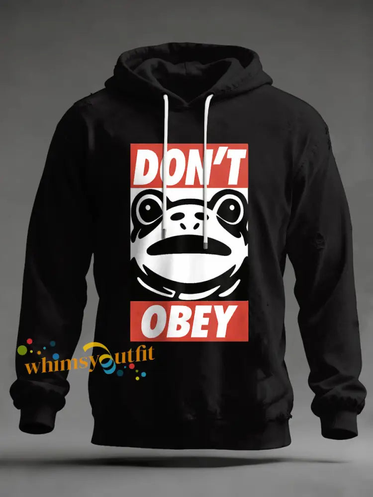 Men’s Polish Frog Print Hoodie Black / S