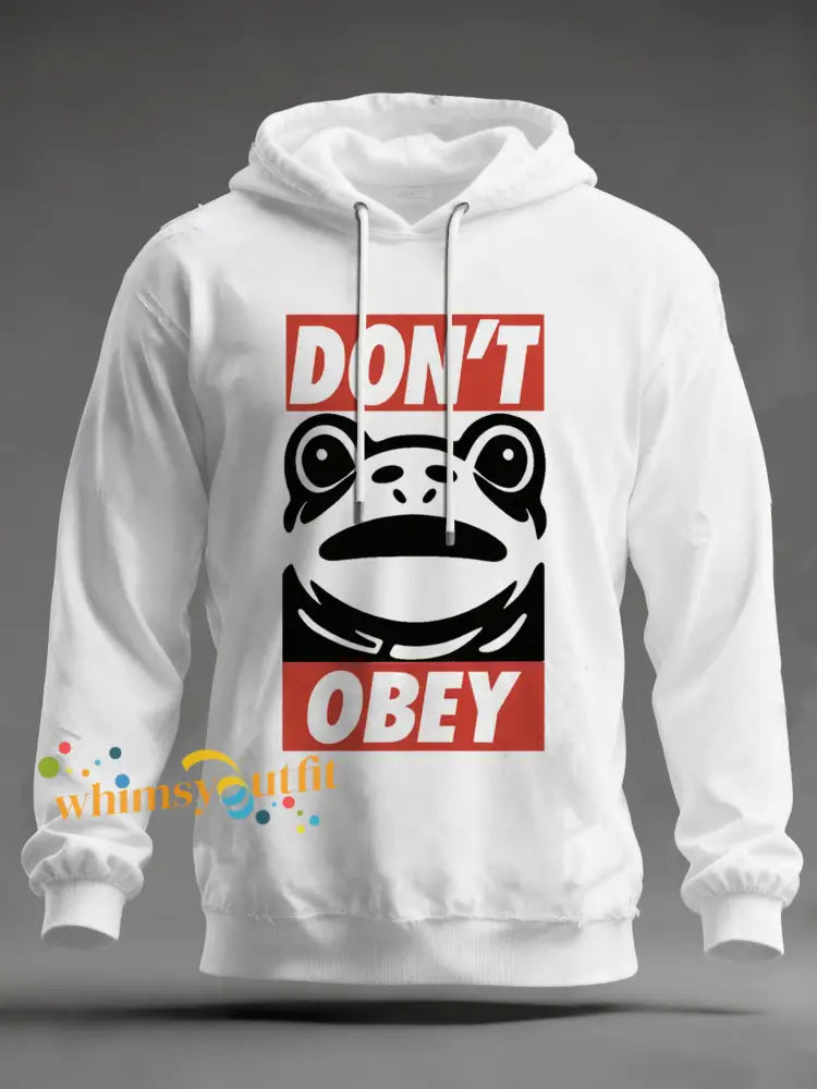 Men’s Polish Frog Print Hoodie White / S