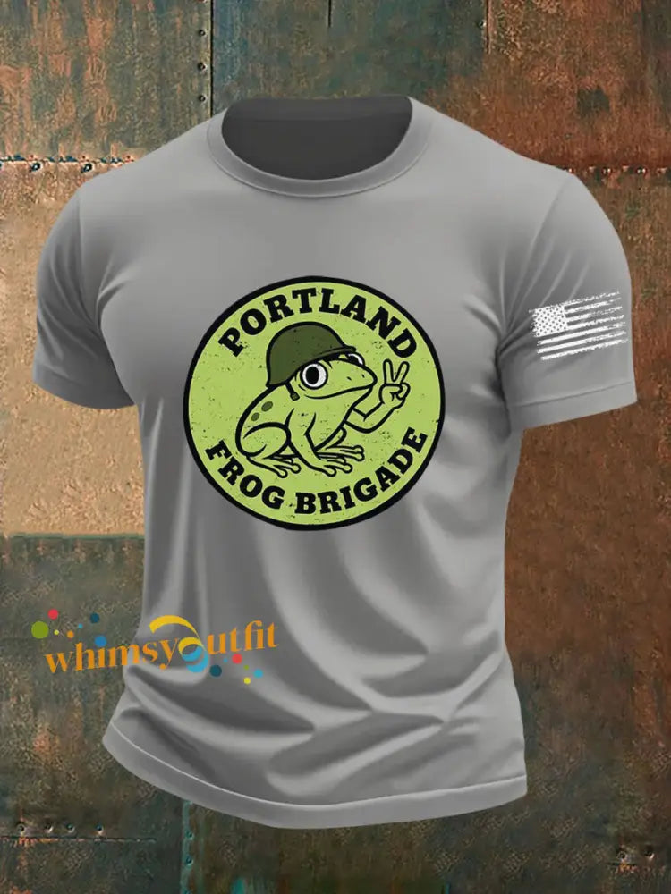 Men’s Portland Frog Brigade Printed T-shirt Light Gray / S