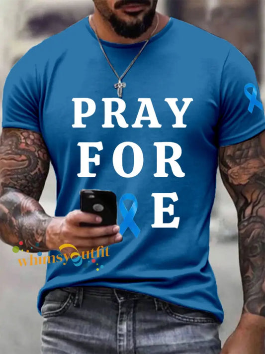Men’s Pray for Joe Prostate Cancer T Shirts Blue / S