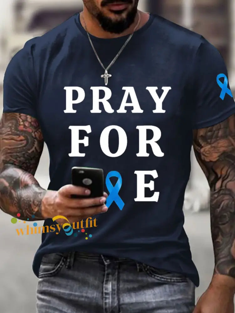 Men’s Pray for Joe Prostate Cancer T Shirts Navy Blue / S