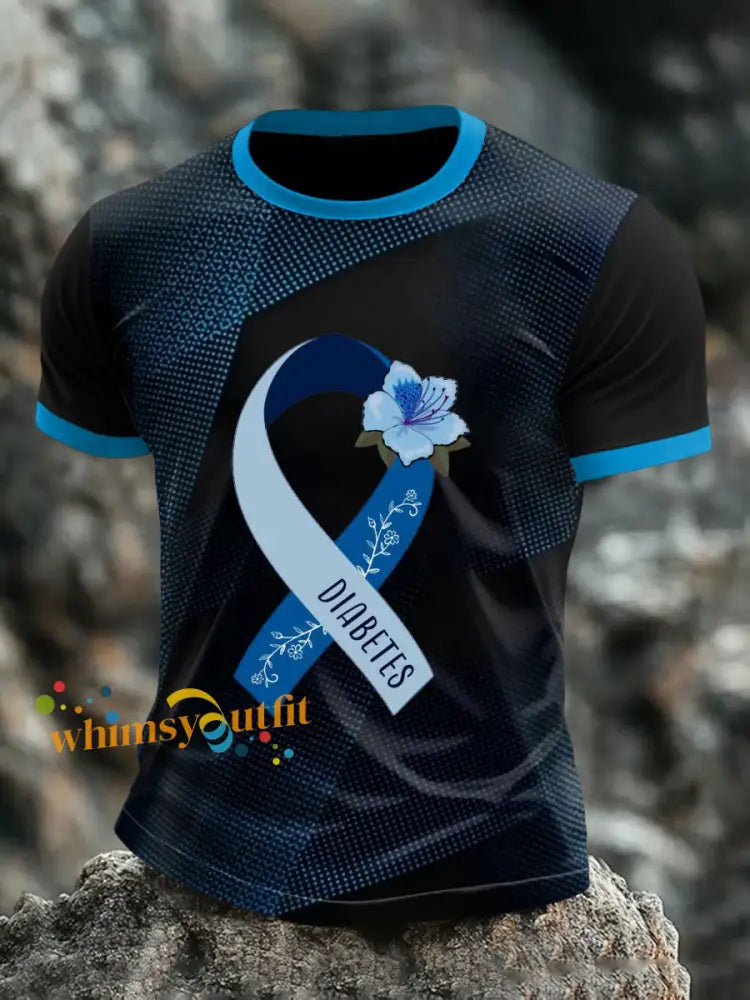 Men’s Prostate Cancer Awareness Blue Morning Glory T Shirts As picture / S