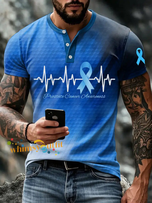 Men’s Prostate Cancer Awareness Blue Ribbon Tops Blue / S