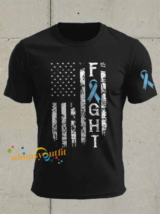Men’s Prostate Cancer Awareness Flag Print T Shirt Black / S