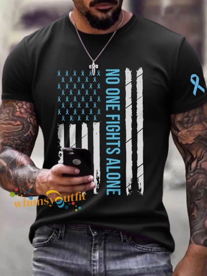 Men’s Prostate Cancer Awareness No One Fights Alone Print T Shirt Black / S