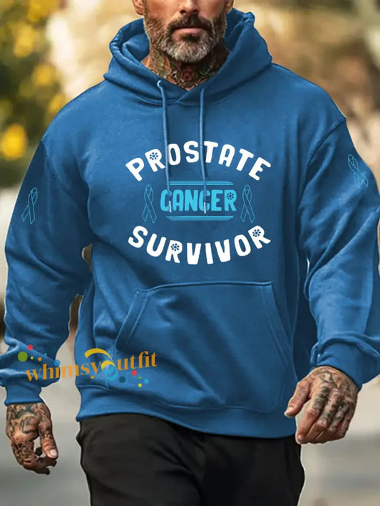 Men’s Prostate Cancer Awareness Print Casual Hoodie Blue / S