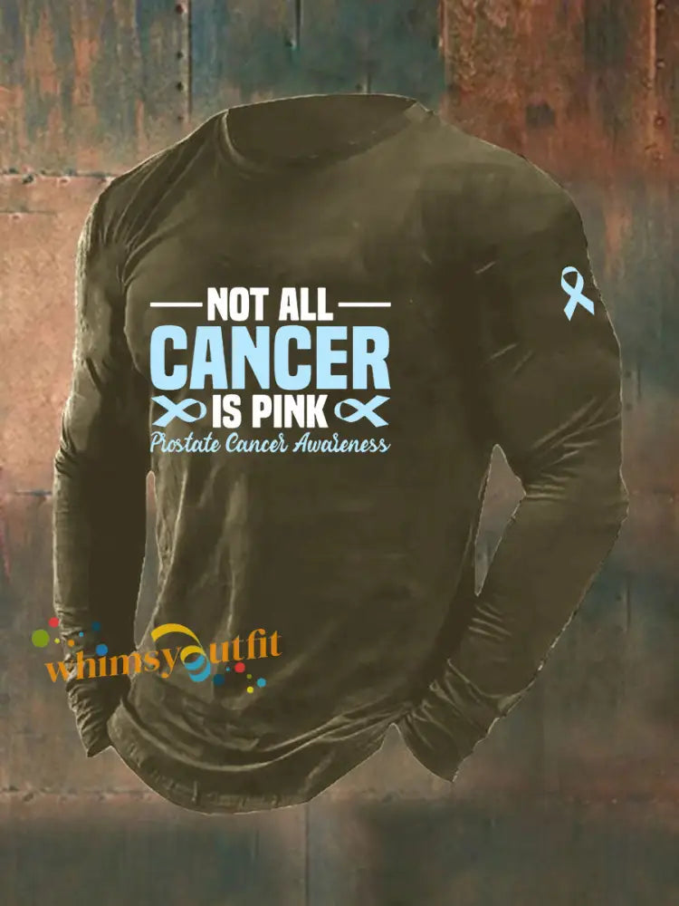 Men’s Prostate Cancer Awareness Print Casual T Shirt Army Green / S
