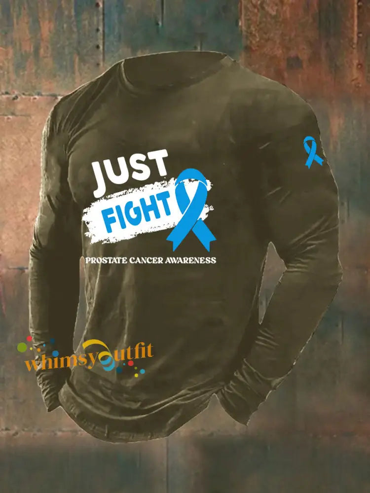 Men’s Prostate Cancer Awareness Print Casual T Shirt Army Green / S
