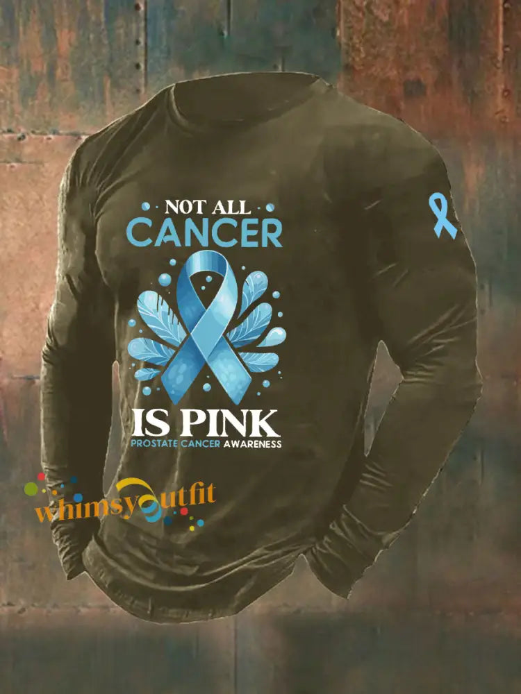Men’s Prostate Cancer Awareness Print Casual T Shirt Army Green / S
