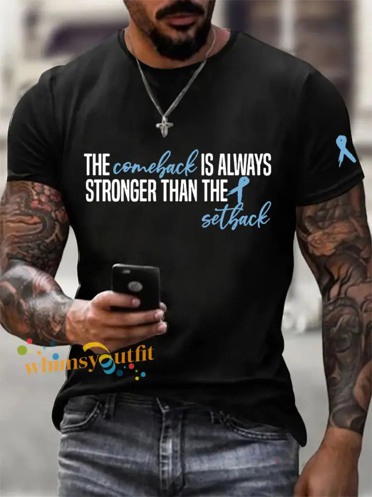 Men’s Prostate Cancer Awareness Print Casual T Shirt Black / S