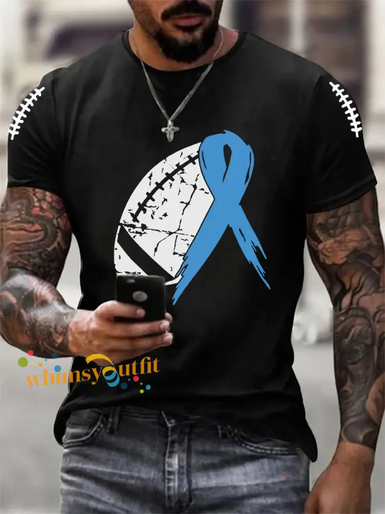 Men’s Prostate Cancer Awareness Print Casual T Shirt Black / S