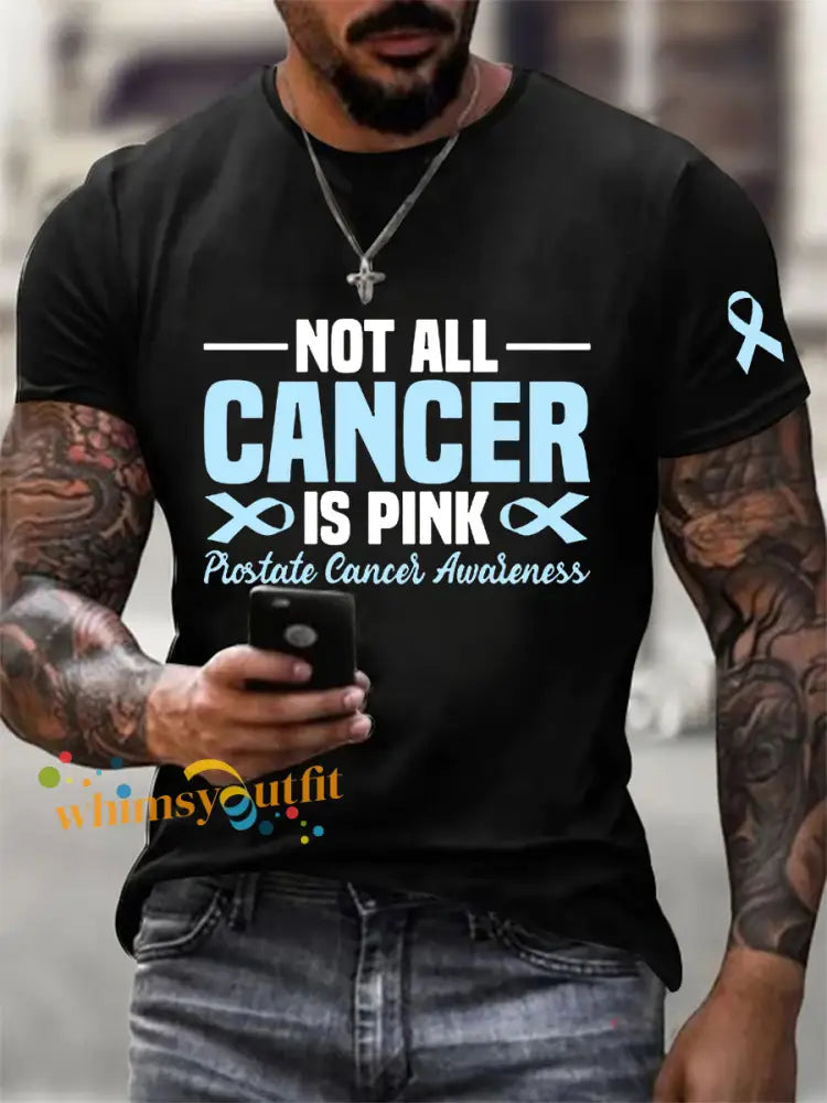 Men’s Prostate Cancer Awareness Print Casual T Shirt Black / S