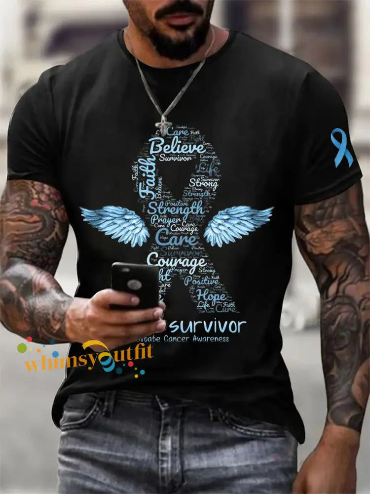 Men’s Prostate Cancer Awareness Print Casual T Shirt Black / S