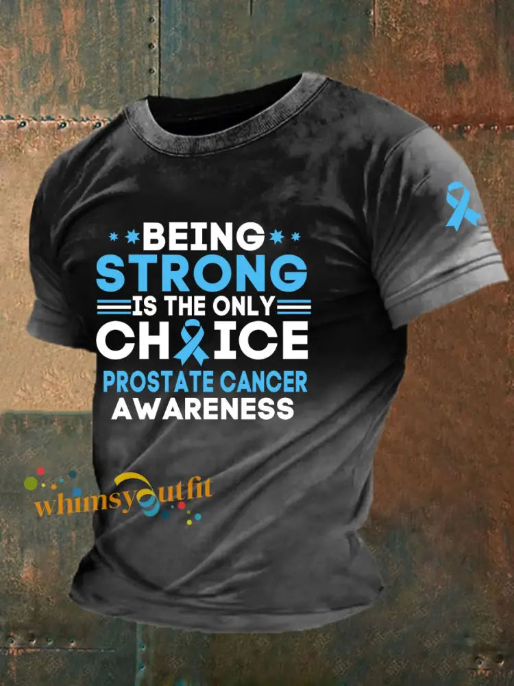Men’s Prostate Cancer Awareness Print Casual T Shirt Black / S