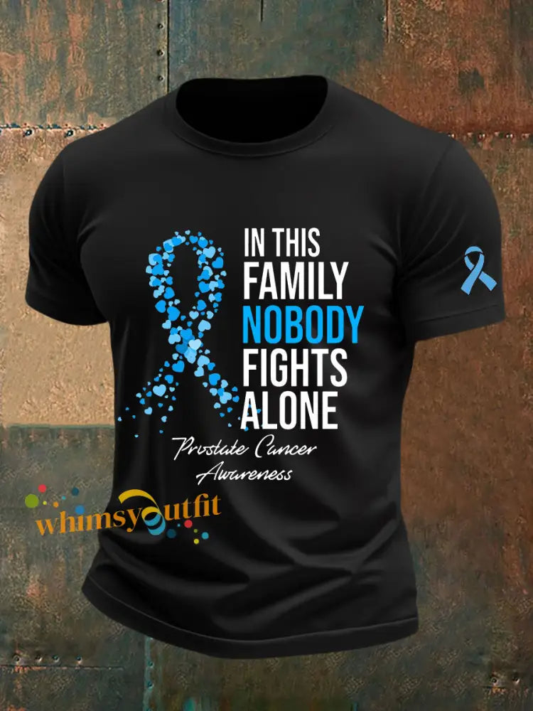 Men’s Prostate Cancer Awareness Print Casual T Shirt Black / S