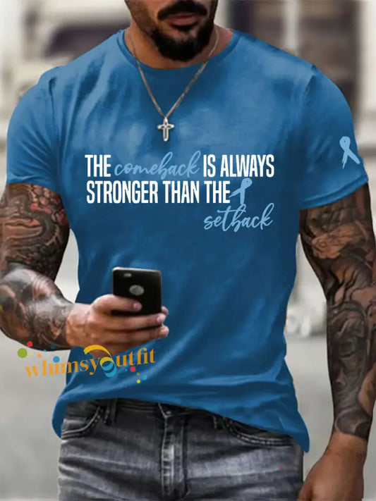 Men’s Prostate Cancer Awareness Print Casual T Shirt Blue / S