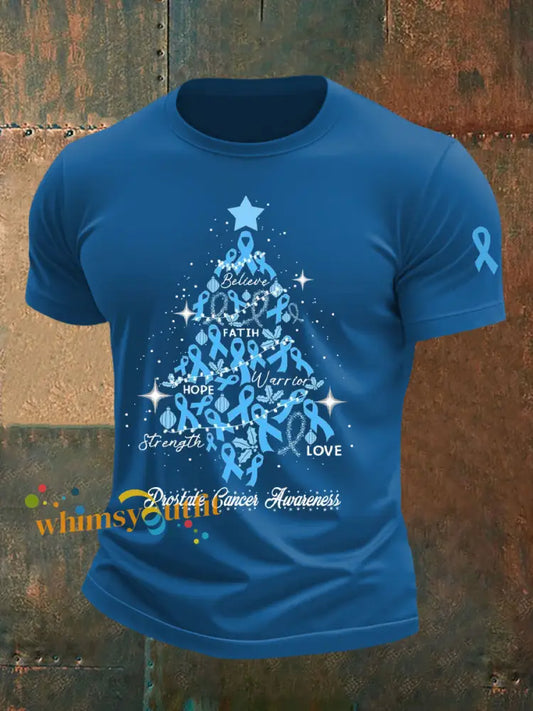 Men’s Prostate Cancer Awareness Print Casual T Shirt Blue / S