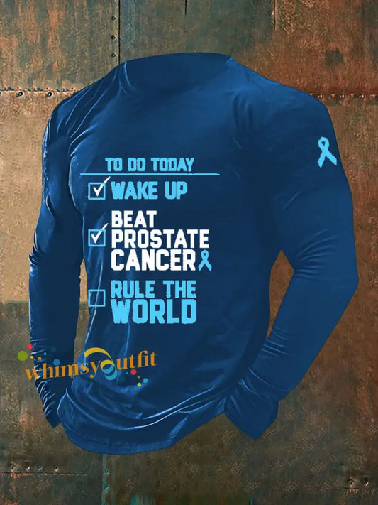 Men’s Prostate Cancer Awareness Print Casual T Shirt Blue / S