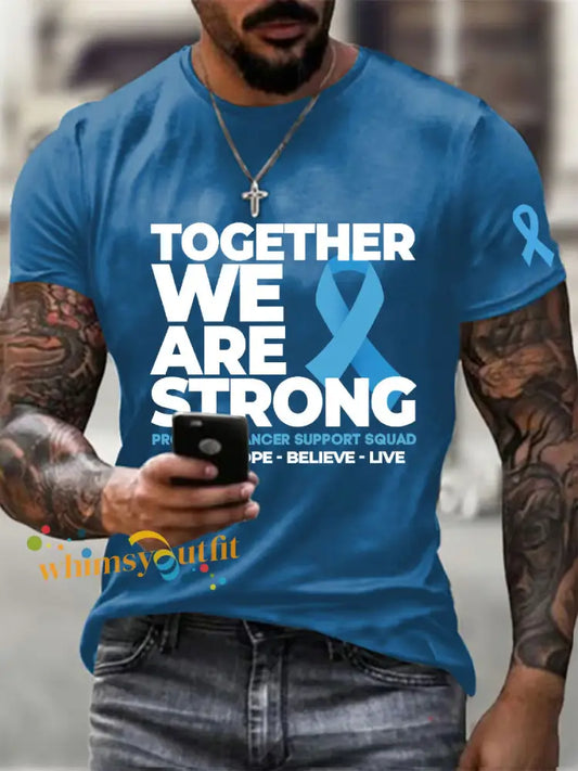 Men’s Prostate Cancer Awareness Print Casual T Shirt Blue / S