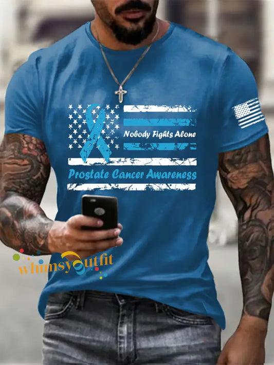 Men’s Prostate Cancer Awareness Print Casual T Shirt Blue / S