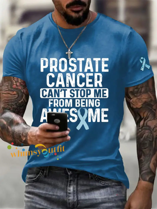 Men’s Prostate Cancer Awareness Print Casual T Shirt Blue / S