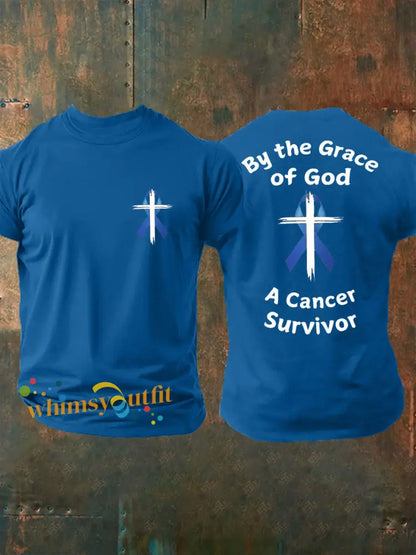 Men’s Prostate Cancer Awareness Print Casual T Shirt Blue / S