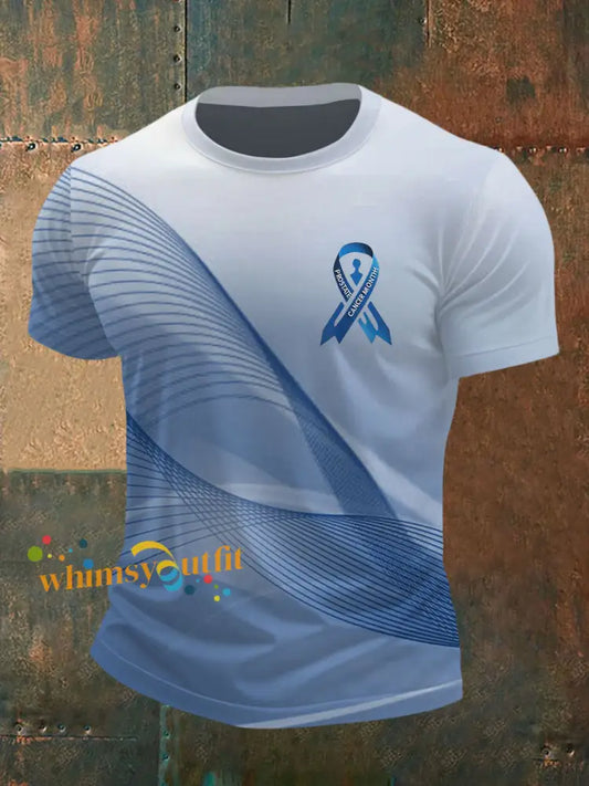 Men’s Prostate Cancer Awareness Print Casual T Shirt Blue / S