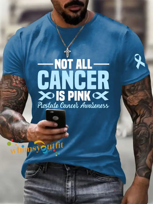 Men’s Prostate Cancer Awareness Print Casual T Shirt Blue / S