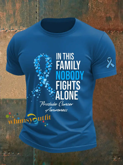 Men’s Prostate Cancer Awareness Print Casual T Shirt Blue / S
