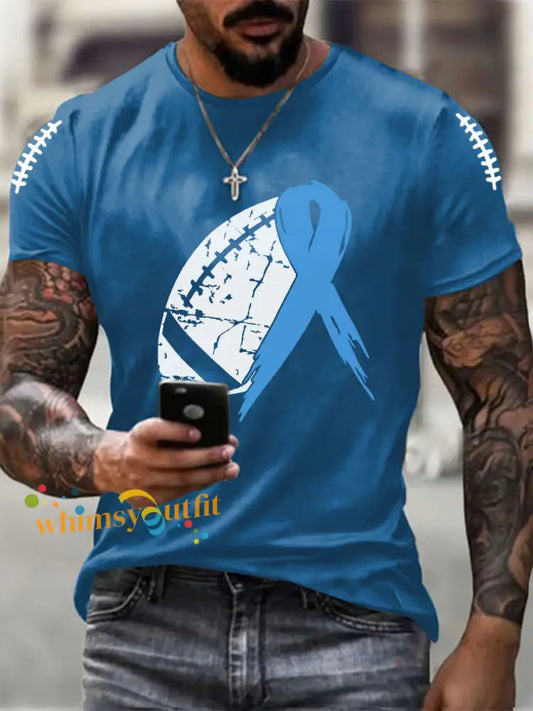 Men’s Prostate Cancer Awareness Print Casual T Shirt Blue / S