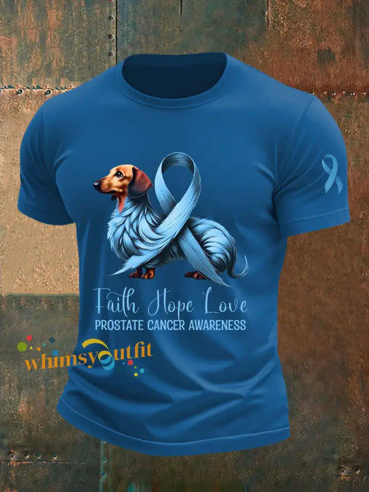 Men’s Prostate Cancer Awareness Print Casual T Shirt Blue / S